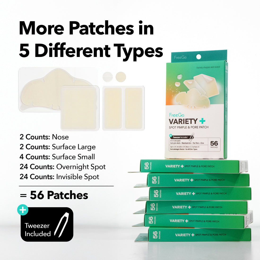 Variety+ Hydrocolloid Spot Pimple & Pore Patch (56 Counts)