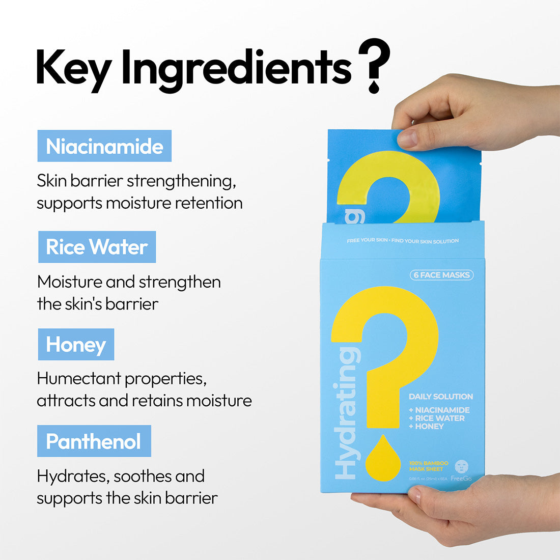 Hydrating Daily Solution Niacinamide Rice Water Honey Facial Mask Sheet (6 Masks)