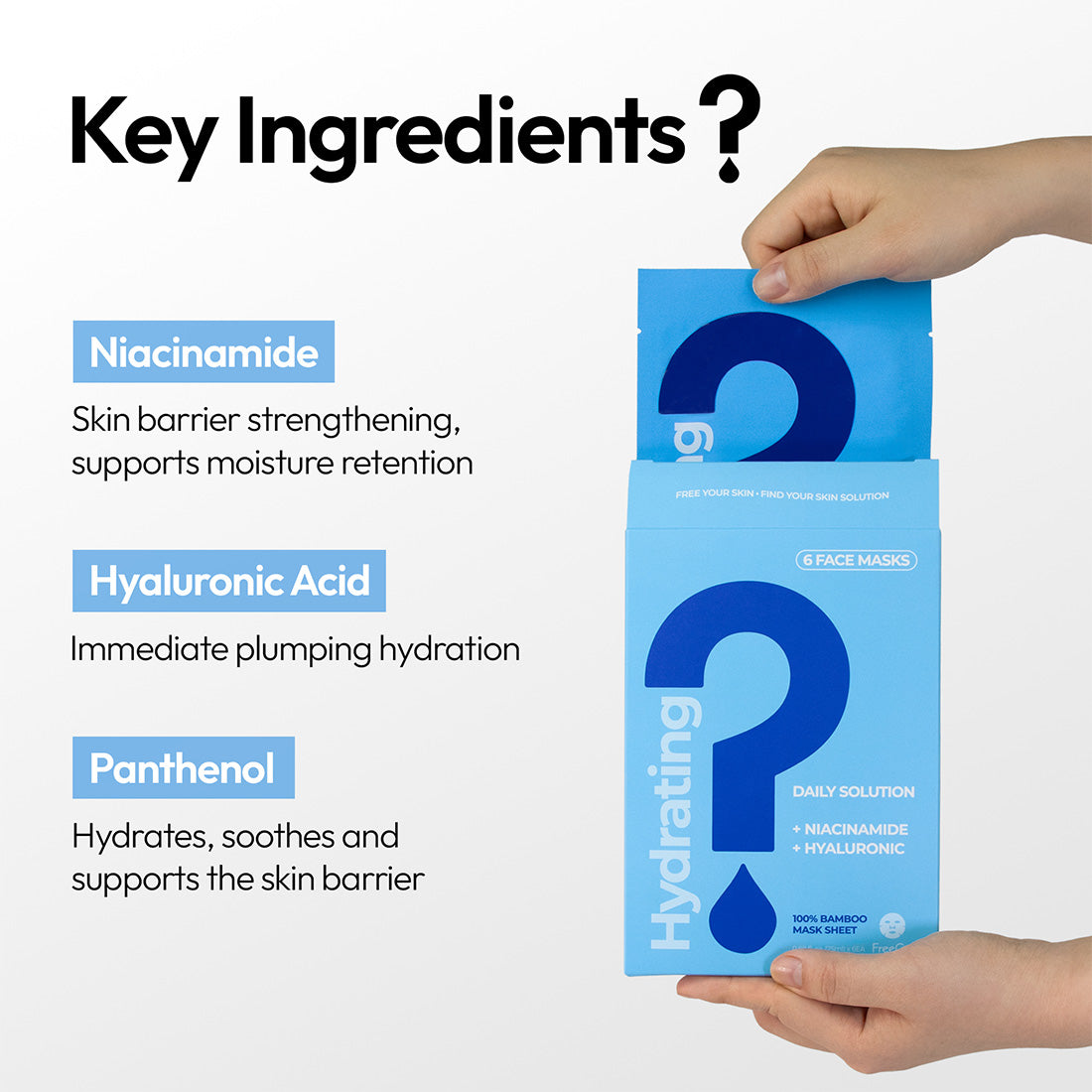 Hydrating Daily Solution Niacinamide Hyaluronic Acid Facial Mask Sheet (6 Masks)