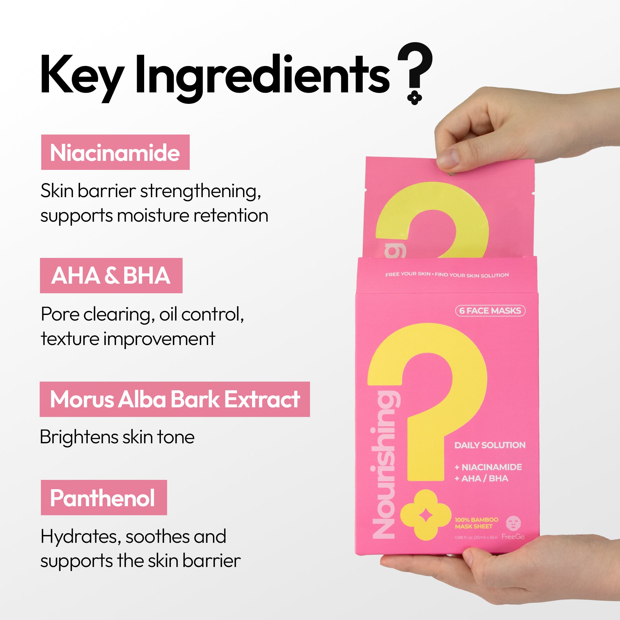 Nourishing Daily Solution Niacinamide AHA/BHA Facial Mask Sheet (6 Masks)