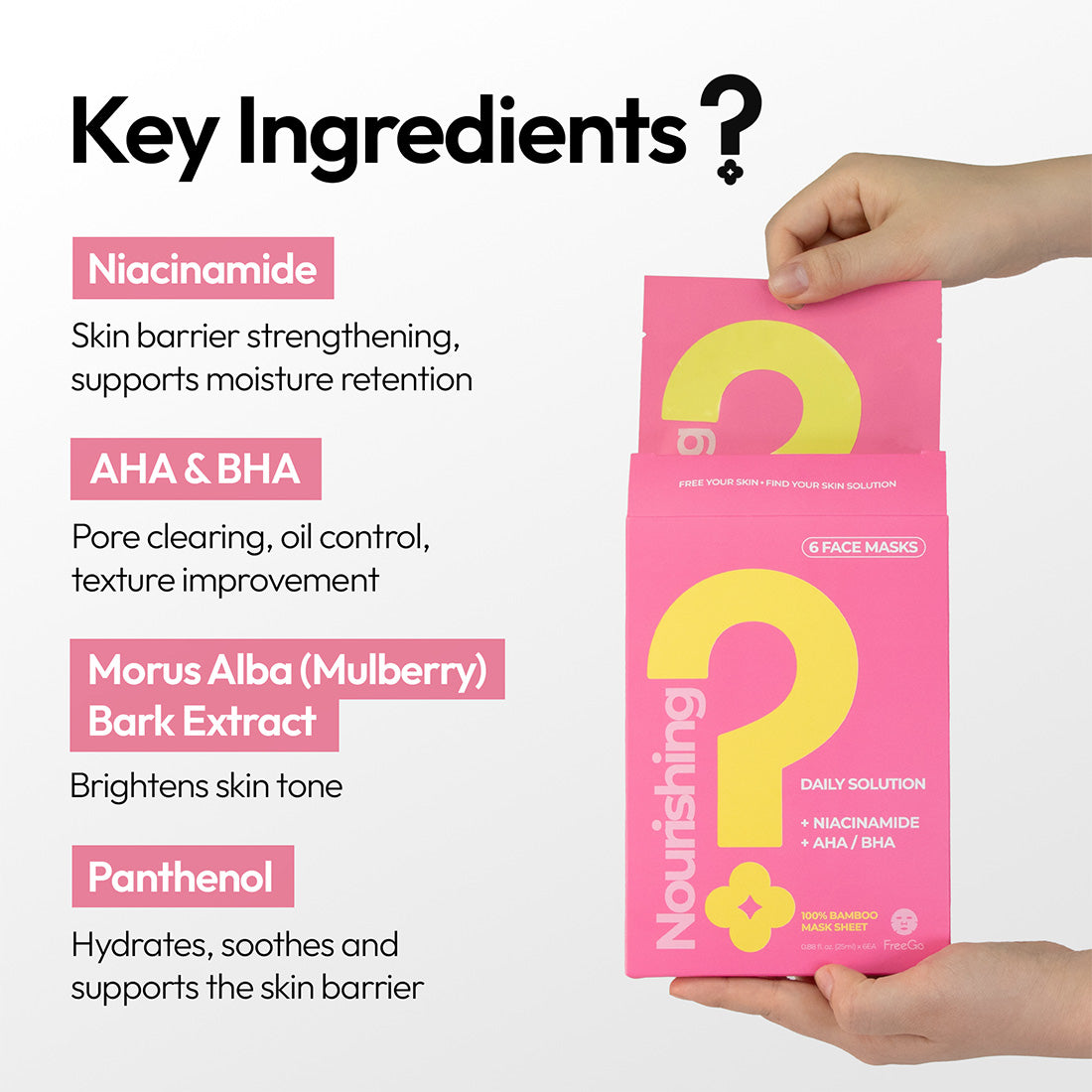 Nourishing Daily Solution Niacinamide AHA/BHA Facial Mask Sheet (6 Masks)