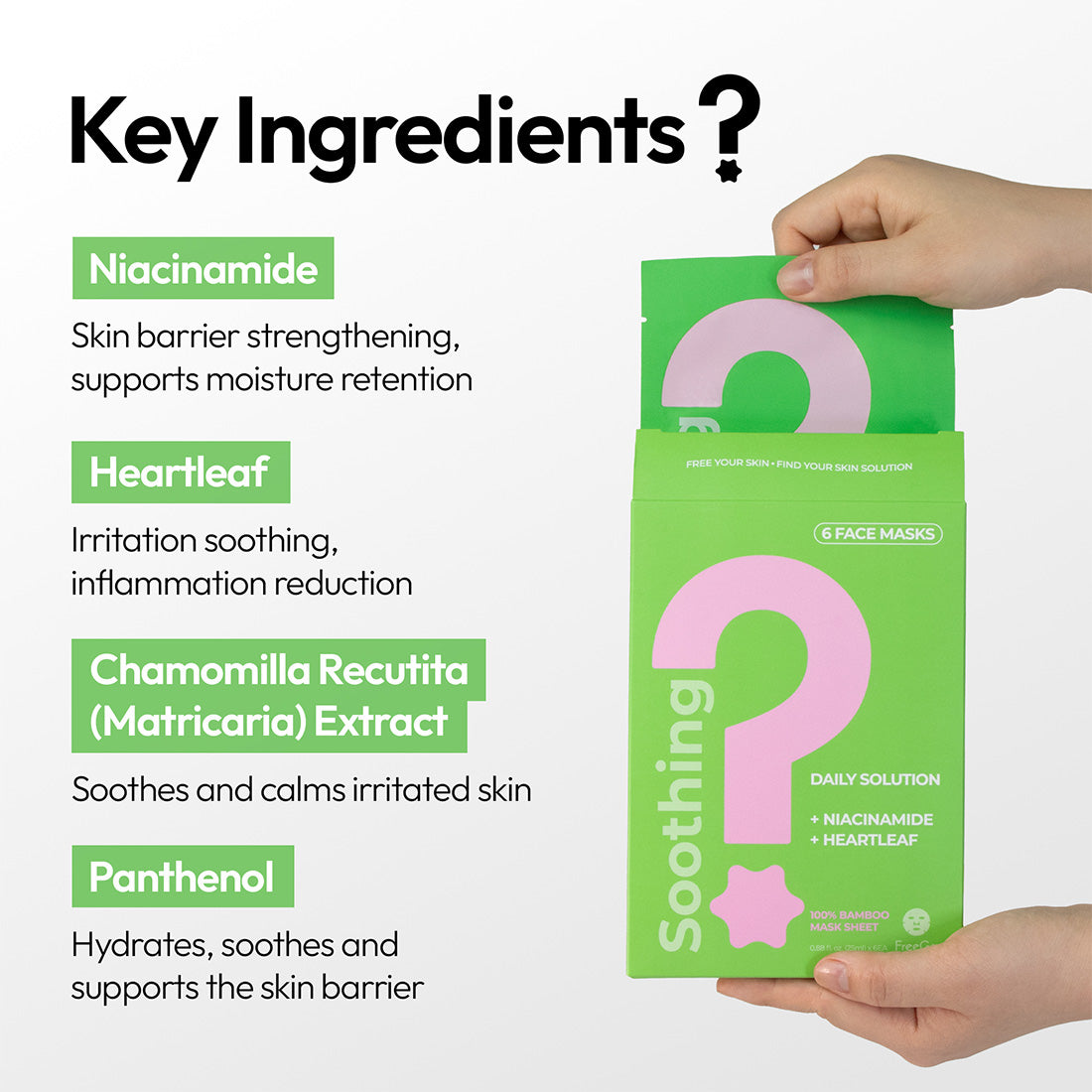 Soothing Daily Solution Niacinamide Heartleaf Facial Mask Sheet (6 Masks)