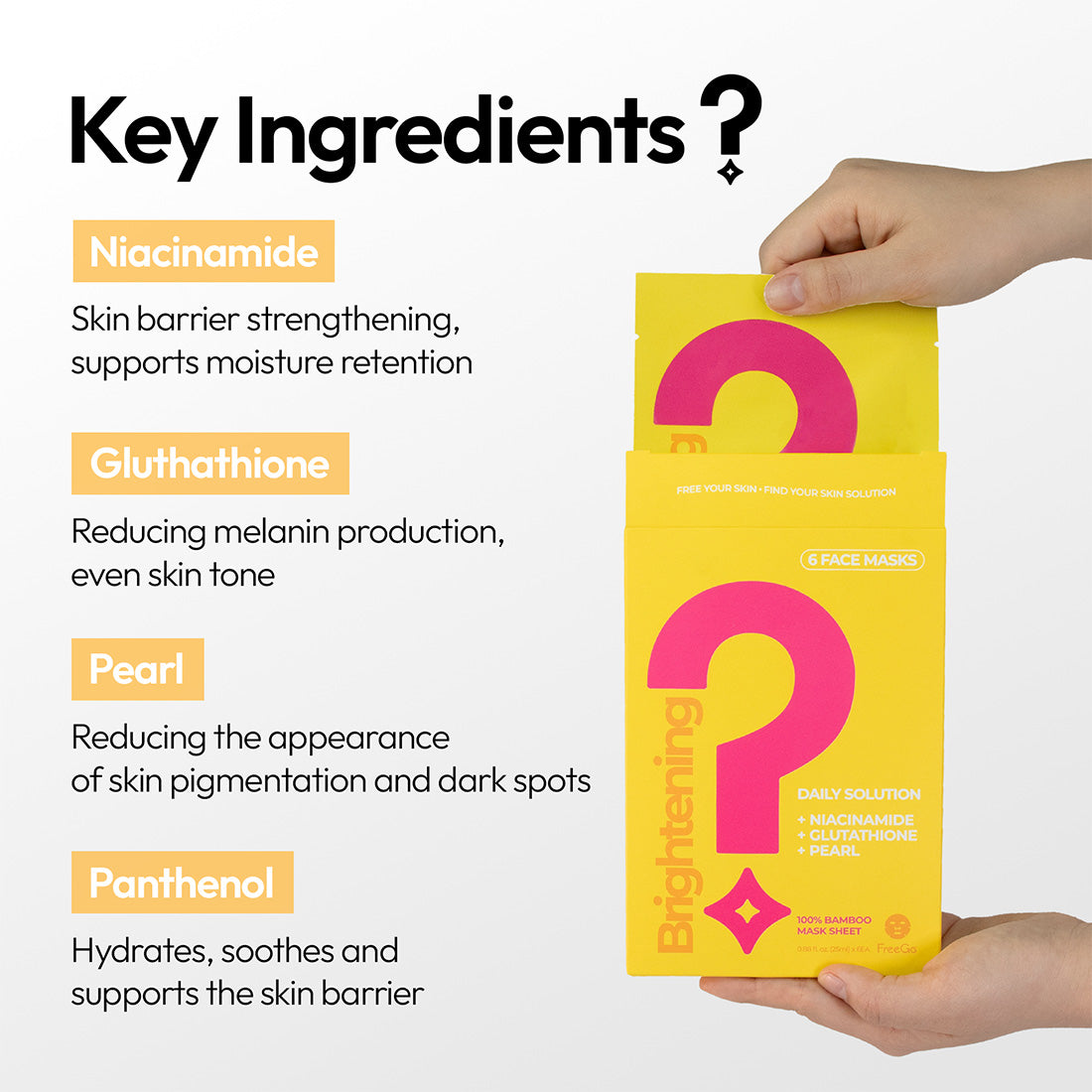 Brightening Daily Solution Niacinamide Glutathione Pearl Facial Mask Sheet (6 Masks)