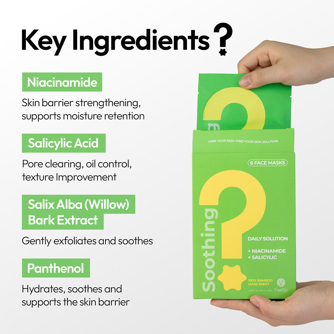 Soothing Daily Solution Niacinamide Salicylic Acid Facial Mask Sheet (6 Masks)