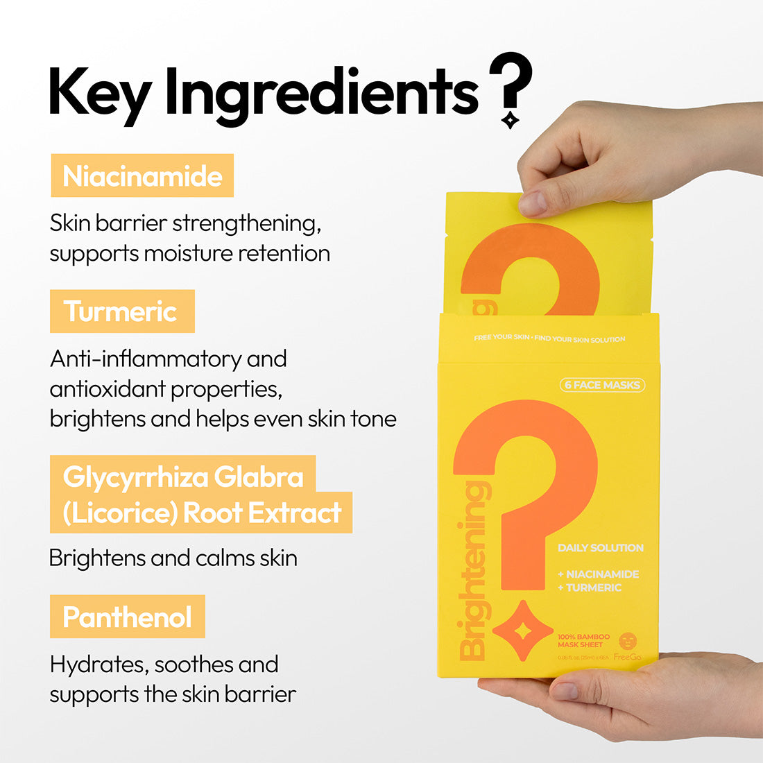 Brightening Daily Solution Niacinamide Turmeric Facial Mask Sheet (6 Masks)