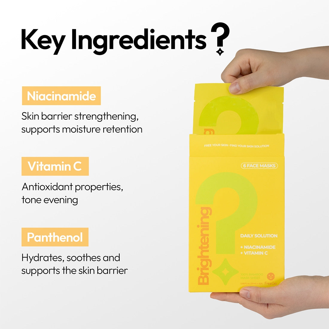 Brightening Daily Solution Niacinamide Vitamin C Facial Mask Sheet (6 Masks)