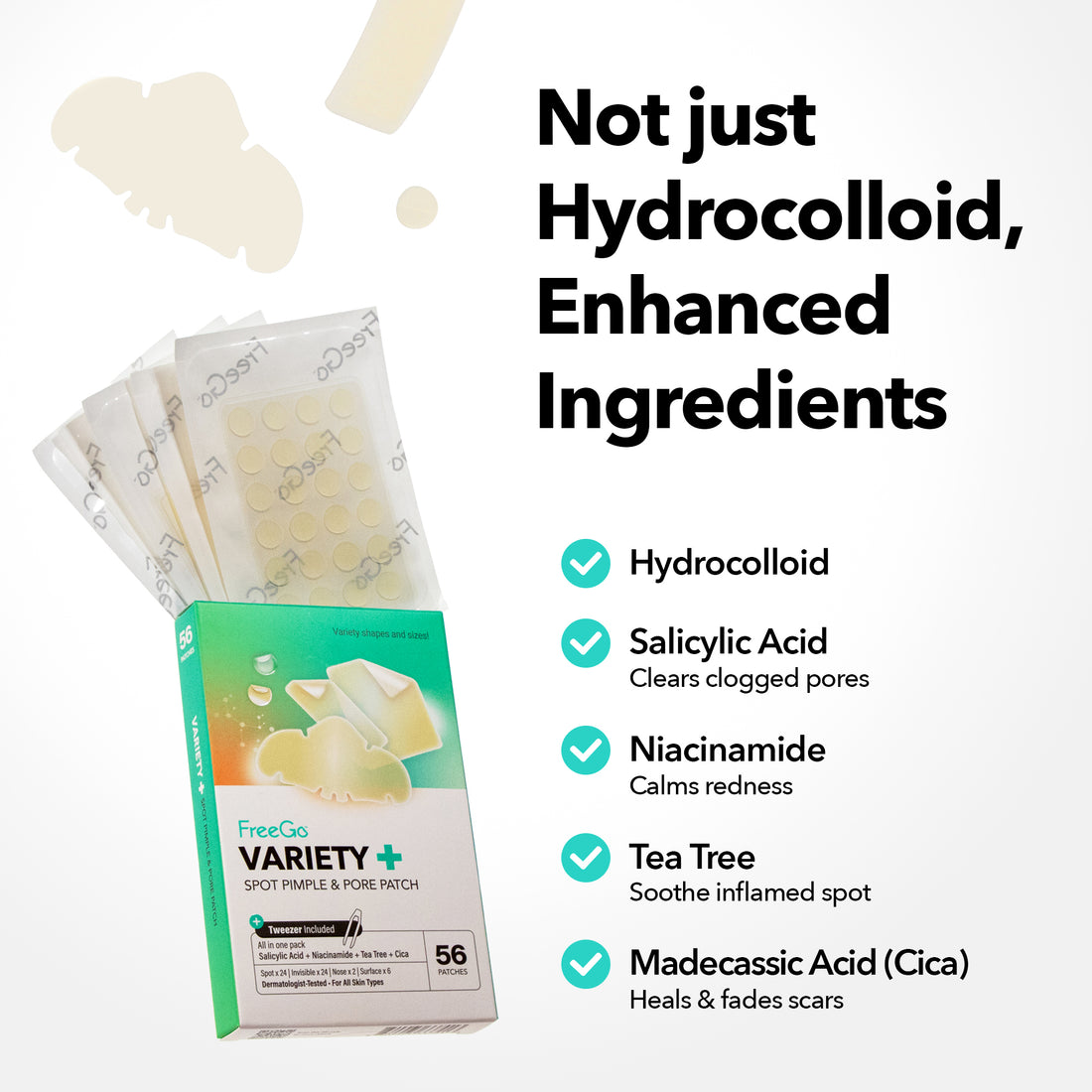 Variety+ Hydrocolloid Spot Pimple & Pore Patch (56 Counts)