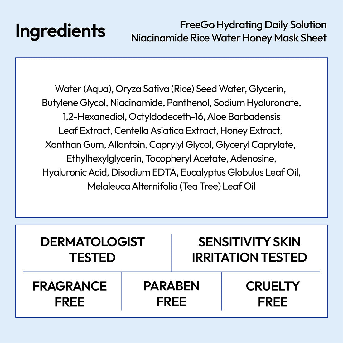 Hydrating Daily Solution Niacinamide Rice Water Honey Facial Mask Sheet (6 Masks)