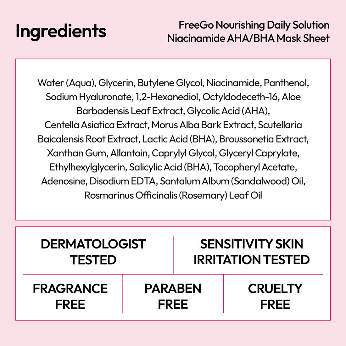 Nourishing Daily Solution Niacinamide AHA/BHA Facial Mask Sheet (6 Masks)