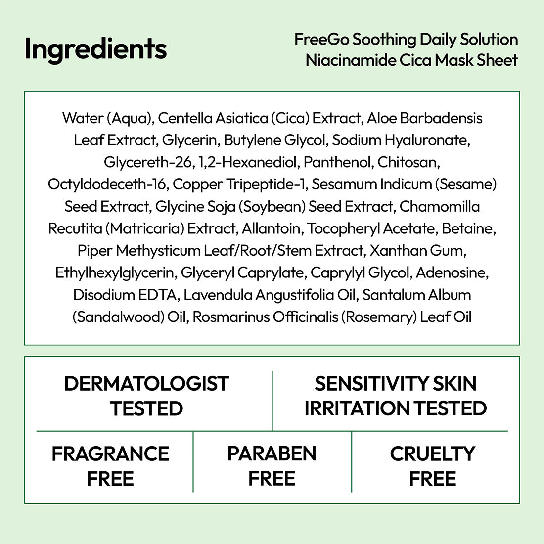 Soothing Daily Solution Niacinamide Cica Facial Mask Sheet (6 Masks)