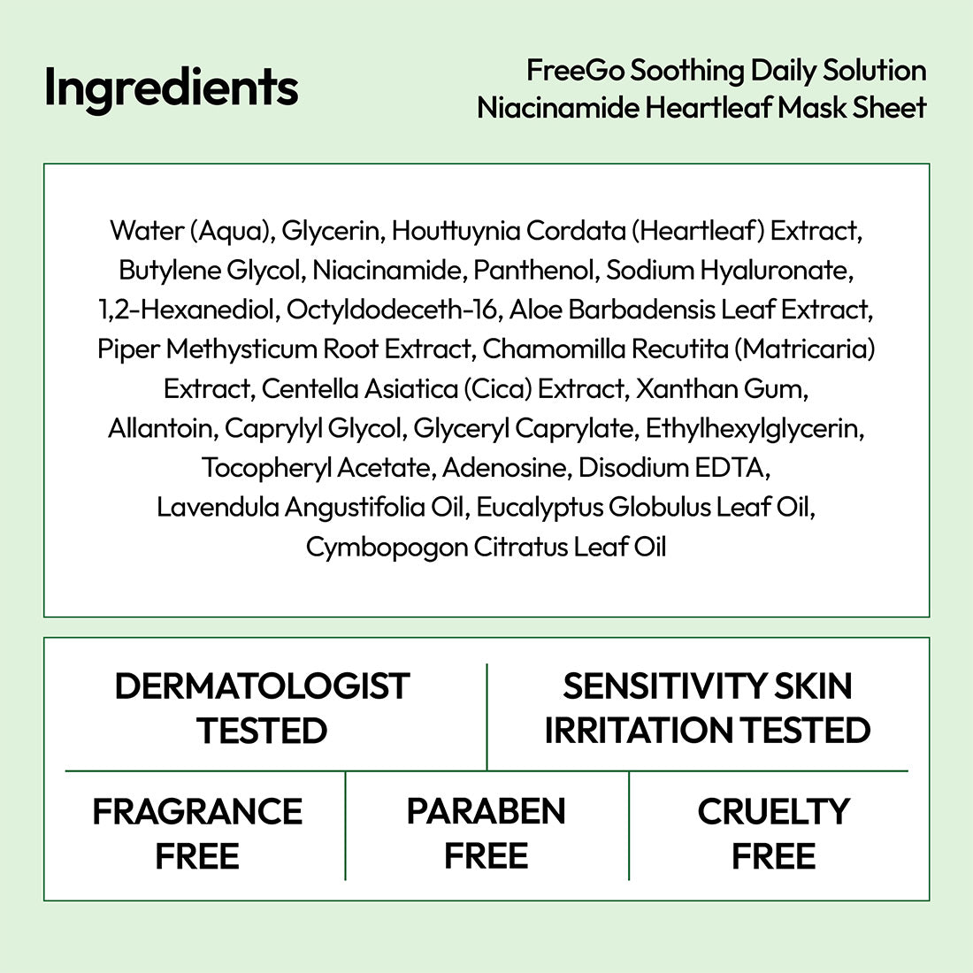 Soothing Daily Solution Niacinamide Heartleaf Facial Mask Sheet (6 Masks)