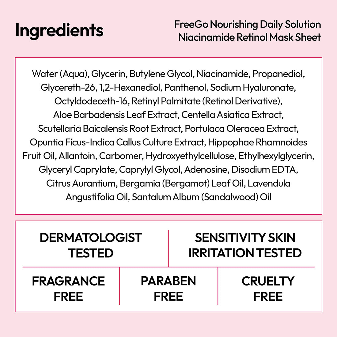 Nourishing Daily Solution Niacinamide Retinol Facial Mask Sheet (6 Masks)