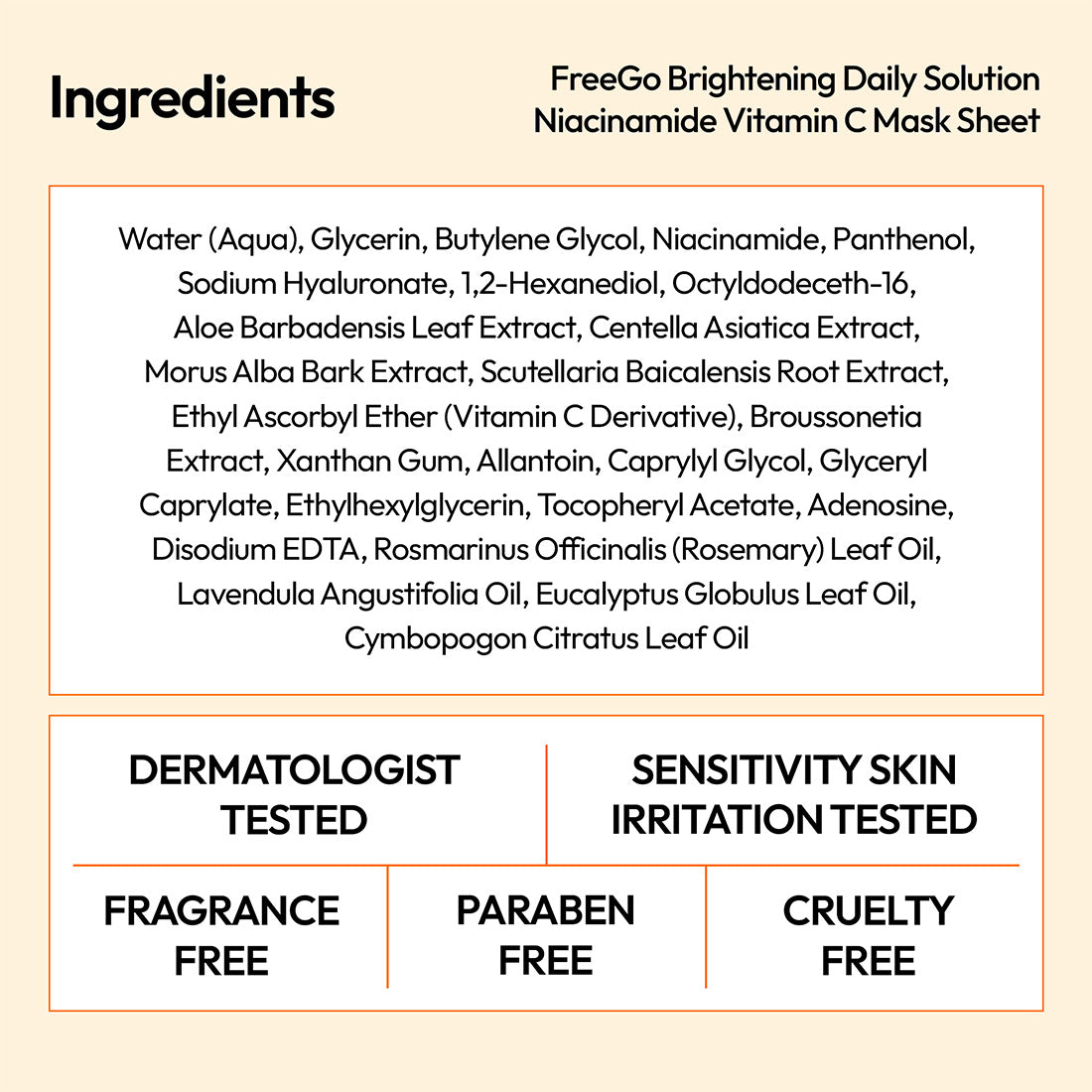 Brightening Daily Solution Niacinamide Vitamin C Facial Mask Sheet (6 Masks)