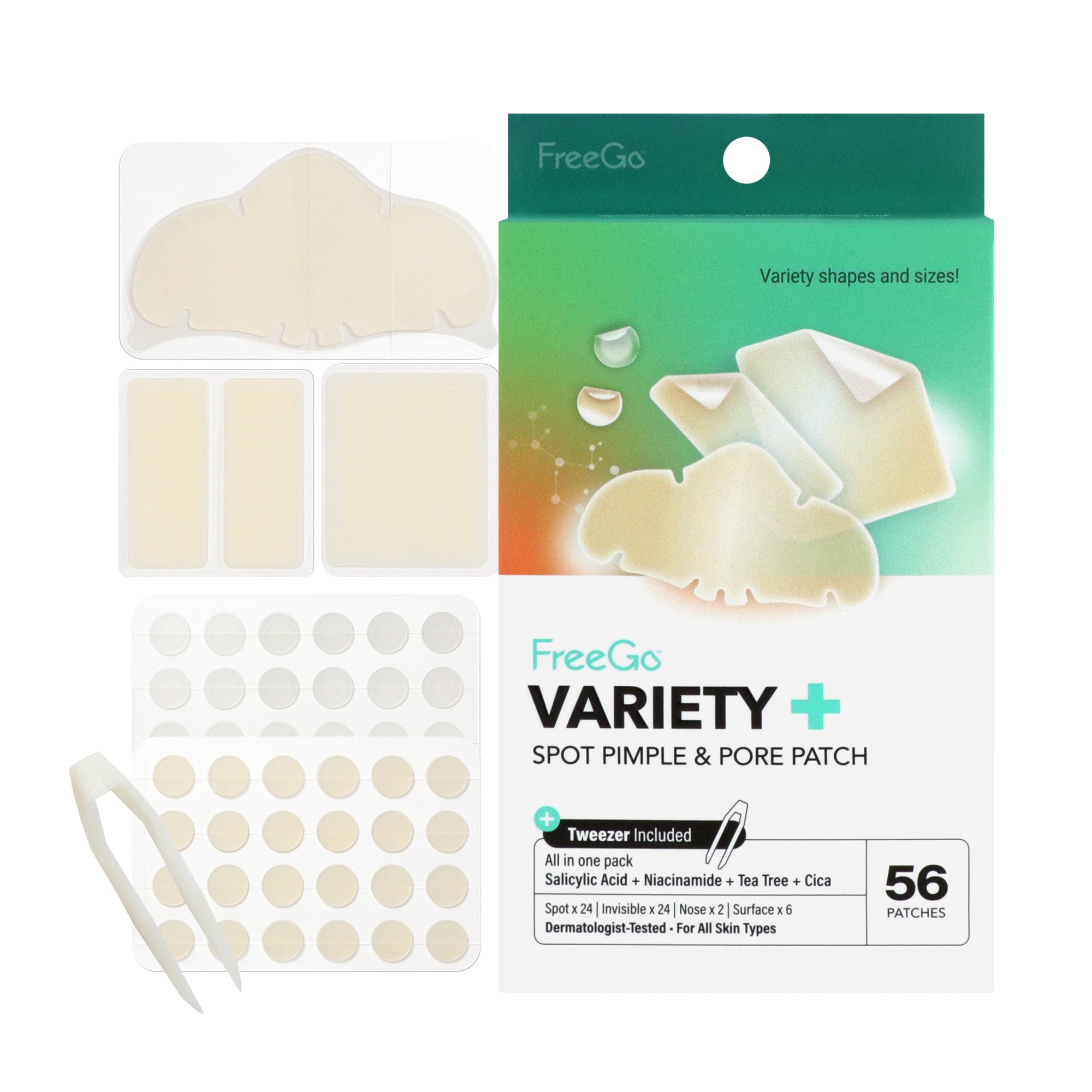 Variety+ Hydrocolloid Spot Pimple & Pore Patch (56 Counts)